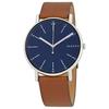 SKAGEN Signature Blue Dial Brown Leather Men Watch Women's Quartz Watch Stainless Steel 50m 40mm hour SKW6355