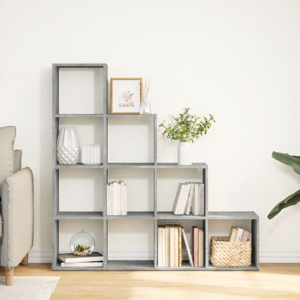 Vidaxl Regał Przegroda, 4 Poziomy, Szarość Betonu, 131,5X29X131,5 Cm