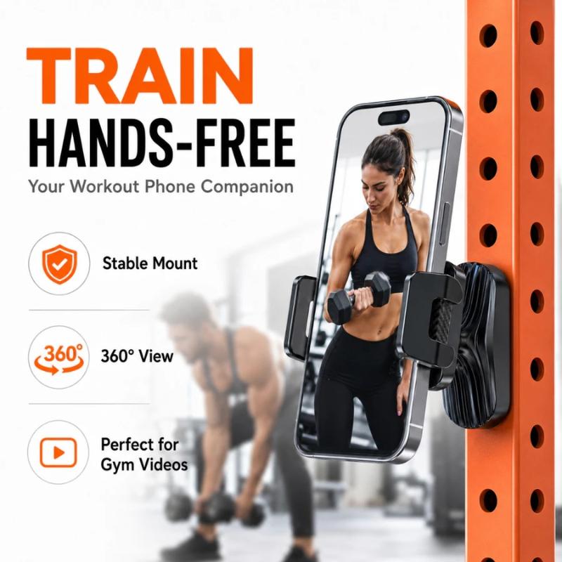 360° nastavitelný magnetický držák na telefon do posilovny Ultra silné sání Přenosný magnetický držák na telefon pro fitness běh
