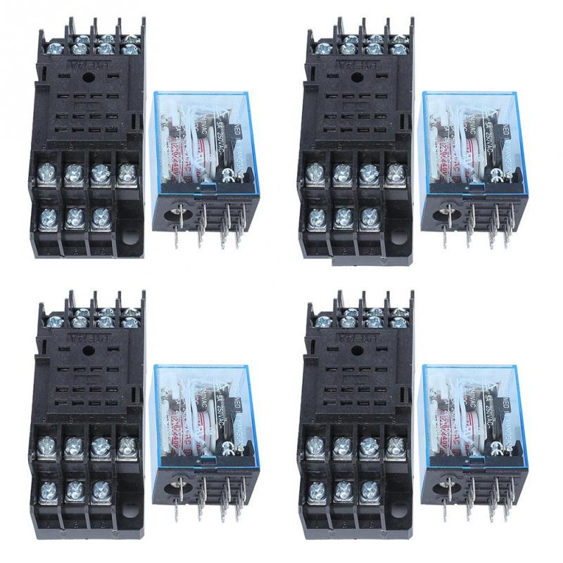 MY4NJ 14pinové čtyři normálně otevřené čtyři normálně uzavřené malé cívkové napájecí relé se základnou