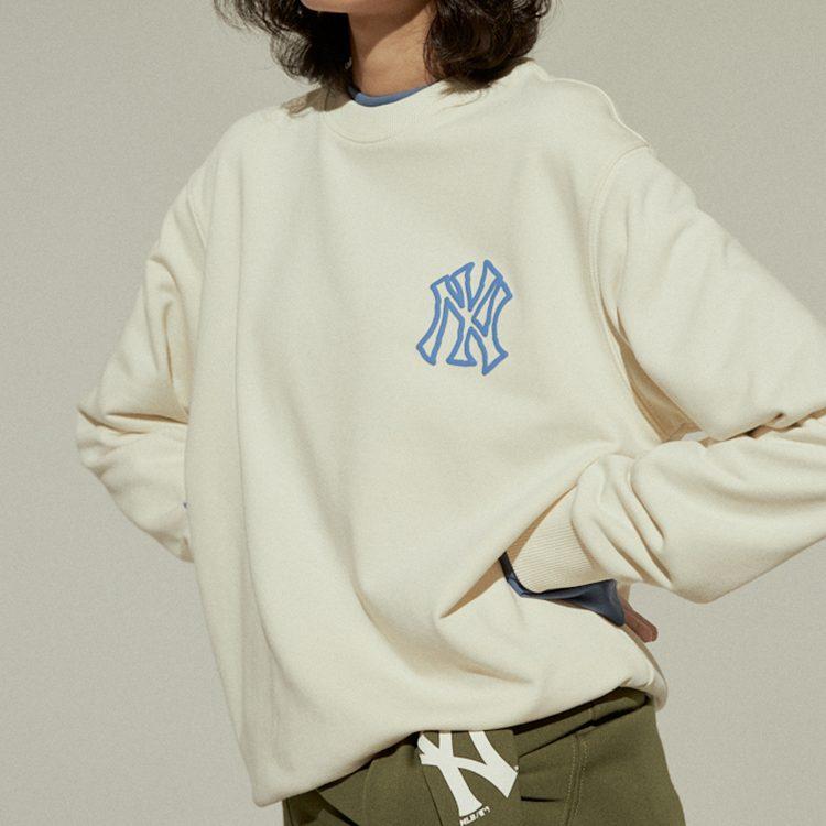 MLB Sweatshirts Unisex Ecru Crew Neck Moderate Regular 31MT54061-50I
