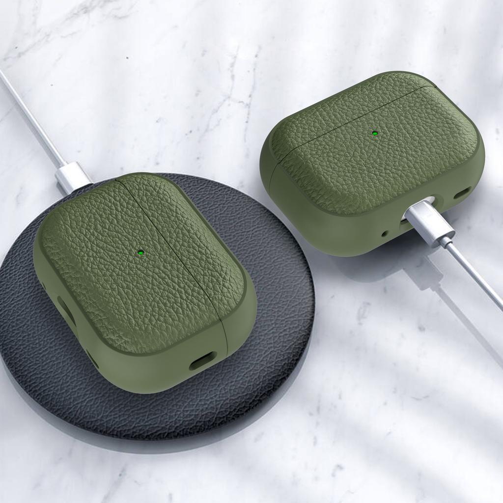 Für Airpods Pro 2 Pro Airpods 1 2 3 Lederhülle Abdeckung mit Schlüsselanhänger Schutzhülle Abdeckung Haut für Männer Frauen, Vordere LED sichtbar