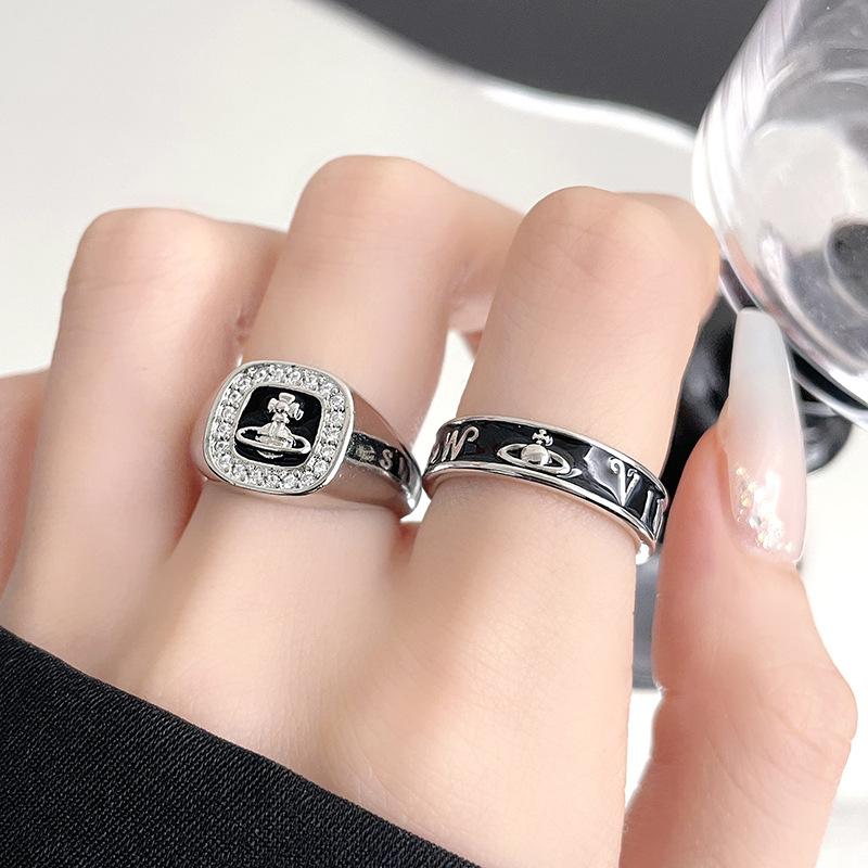 Tydzień Saturna Pełen Diamentów Wysoki Smak Zimny Wiatr Niszowy Design Osobowość Lekki Luksus Moda Otwarty Pierścionek