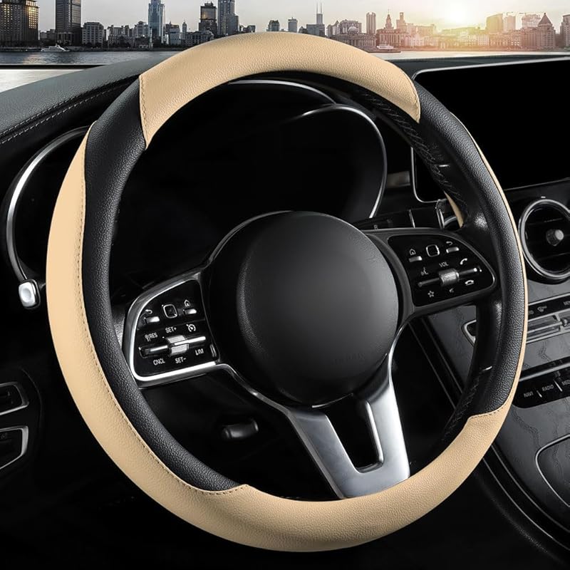 Car Steering Wheel Cover, Microfiber Leather Steering Wheel Cover Red,Universal 15 Inch Anti-Slip Comfortable Steering Wheel Covers Men Women