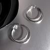Tide Summer Silver Double Line Large Circle Thin Circle Temperament Gold Versatile Earrings