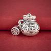Pure 999 Sterling Silver Coin Purse Tassel Pendant with Fu Character & Red String - DIY Beading Accessory in Chinese Style