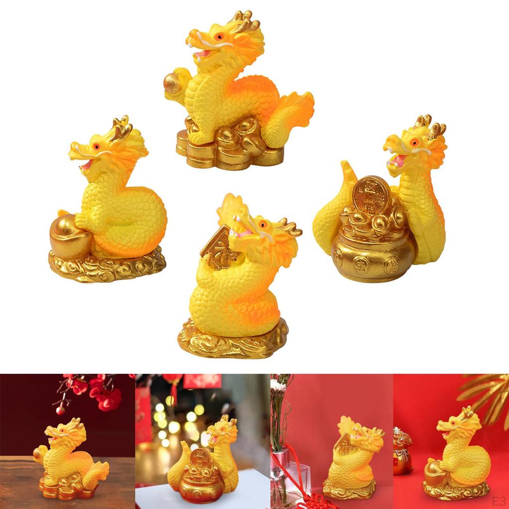 Dragon Miniature Figurine - Festive Chinese Year Decor for Home and Office