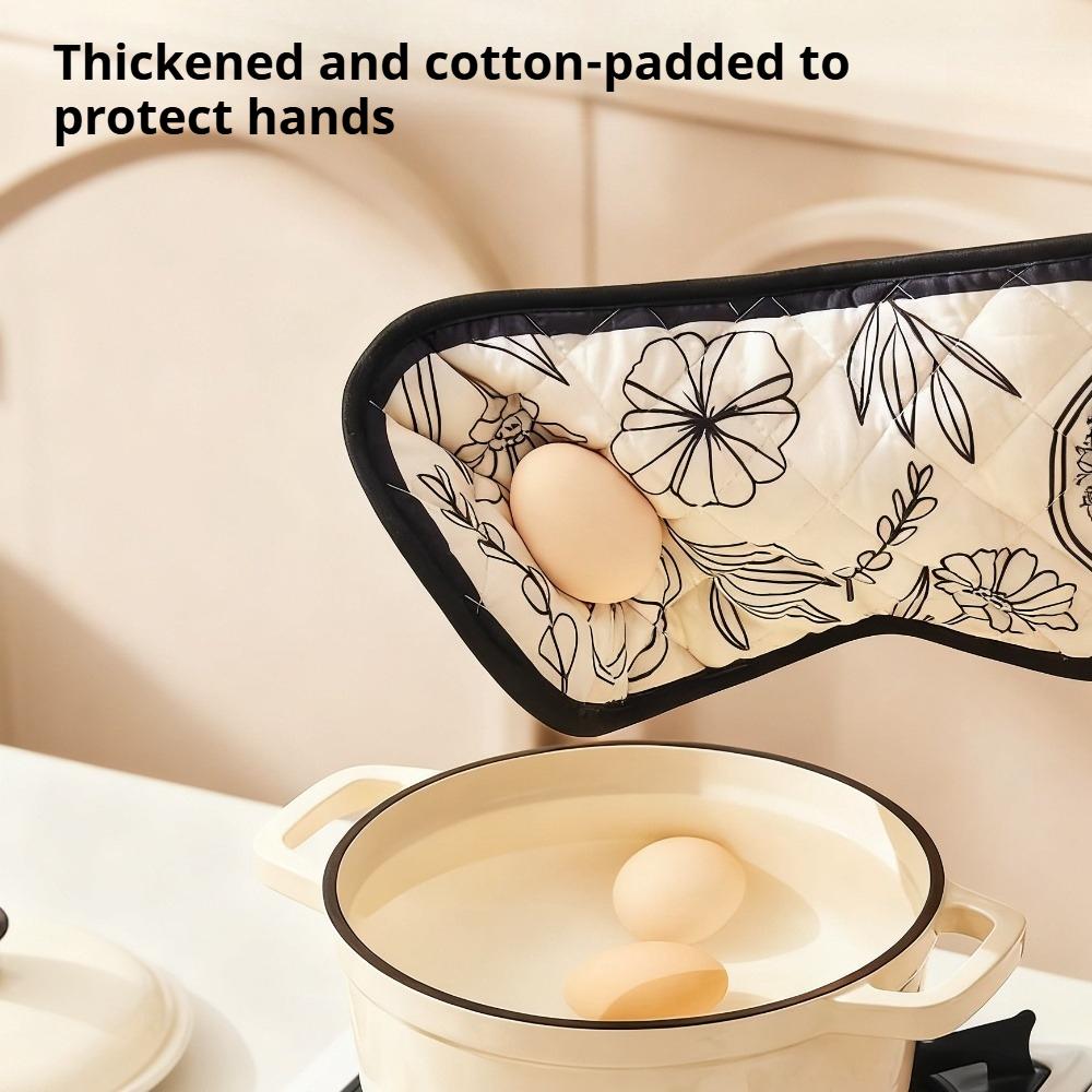 1 Stück Backhandschuh Hitzebeständig Mikrowellen-Backen Grillen Integrierter Handschuh Baumwolle Leinen Rutschfeste Topflappen Hausbacken Kochzubehör