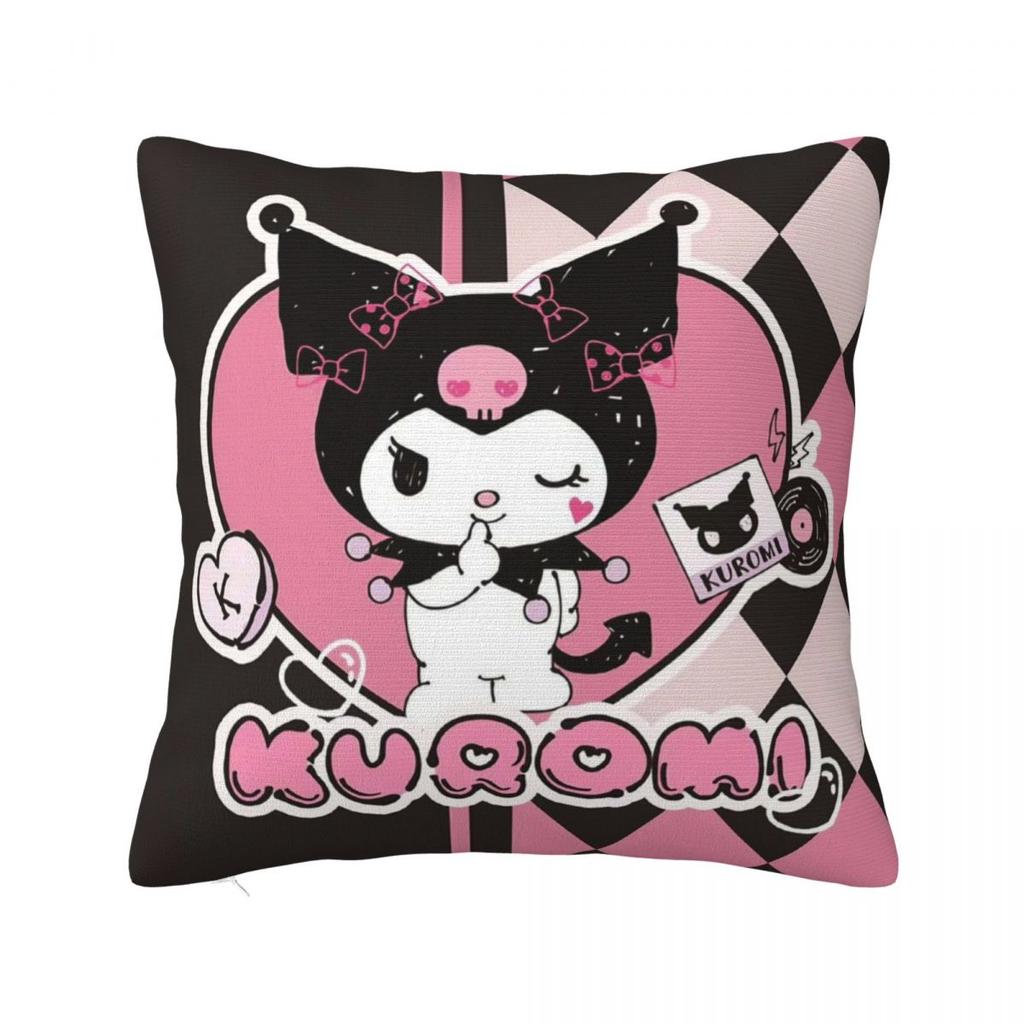 Black Kuromi Bat Skull Cartoon Square Pillow Cases Cushion Covers Funny Zippered Decor Pillowcase for Home 45x45cm