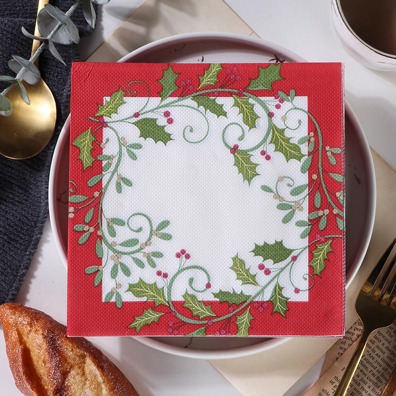 20Pcs/pack Christmas Series Printed Paper Disposable Tableware Napkin Tissues Xmas Happy New Year Party Decoration