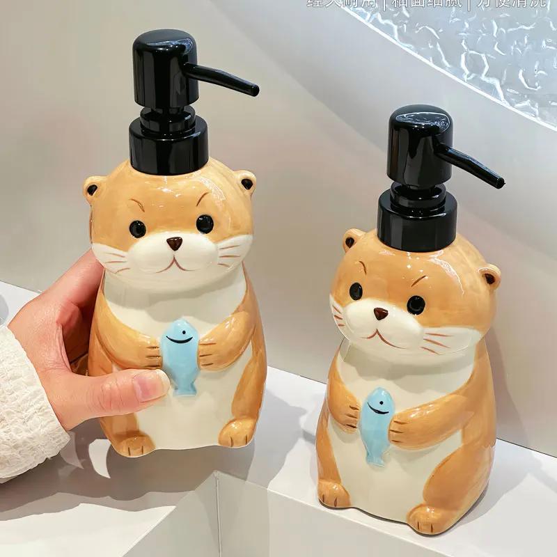 380ml Creative Animal Soap Dispenser Household Toilet Hand Wash Dispenser Split Bottle Ceramic Press Lotion Split Bottle