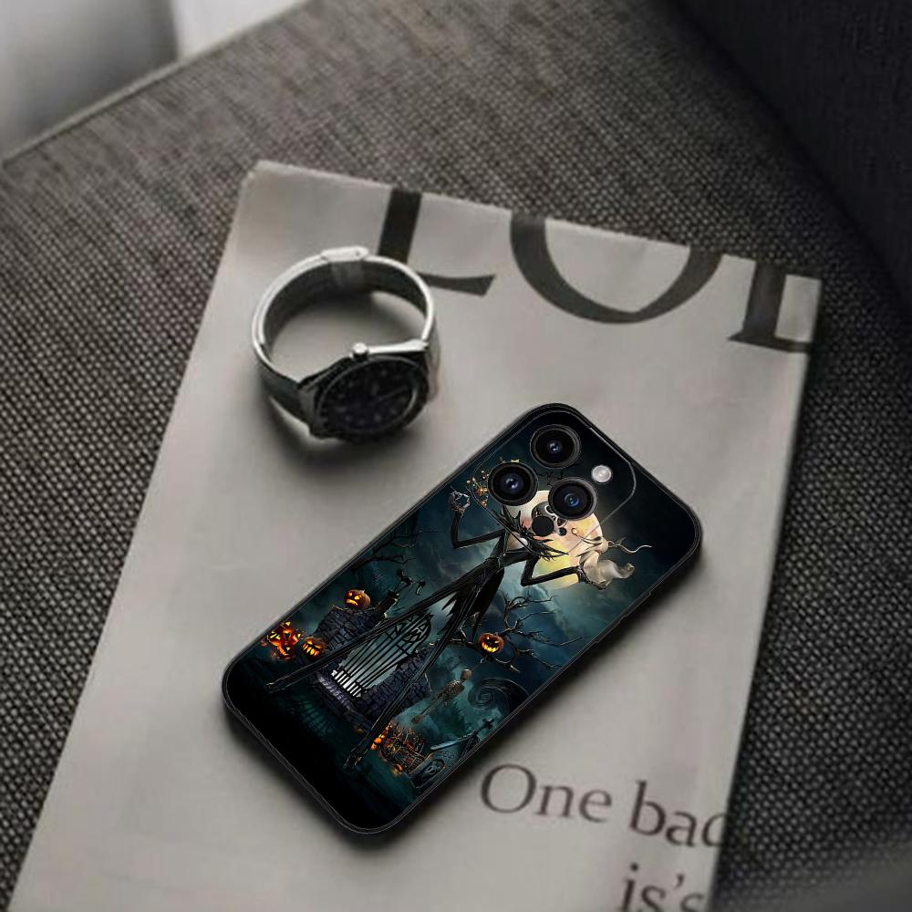 The N-Nightmare Before Christmas Phone Case For Iphone 16 15 11 13 14 Pro Max 7 8 Plus X Xr Xs Max 12mini Black Shell Cover Case