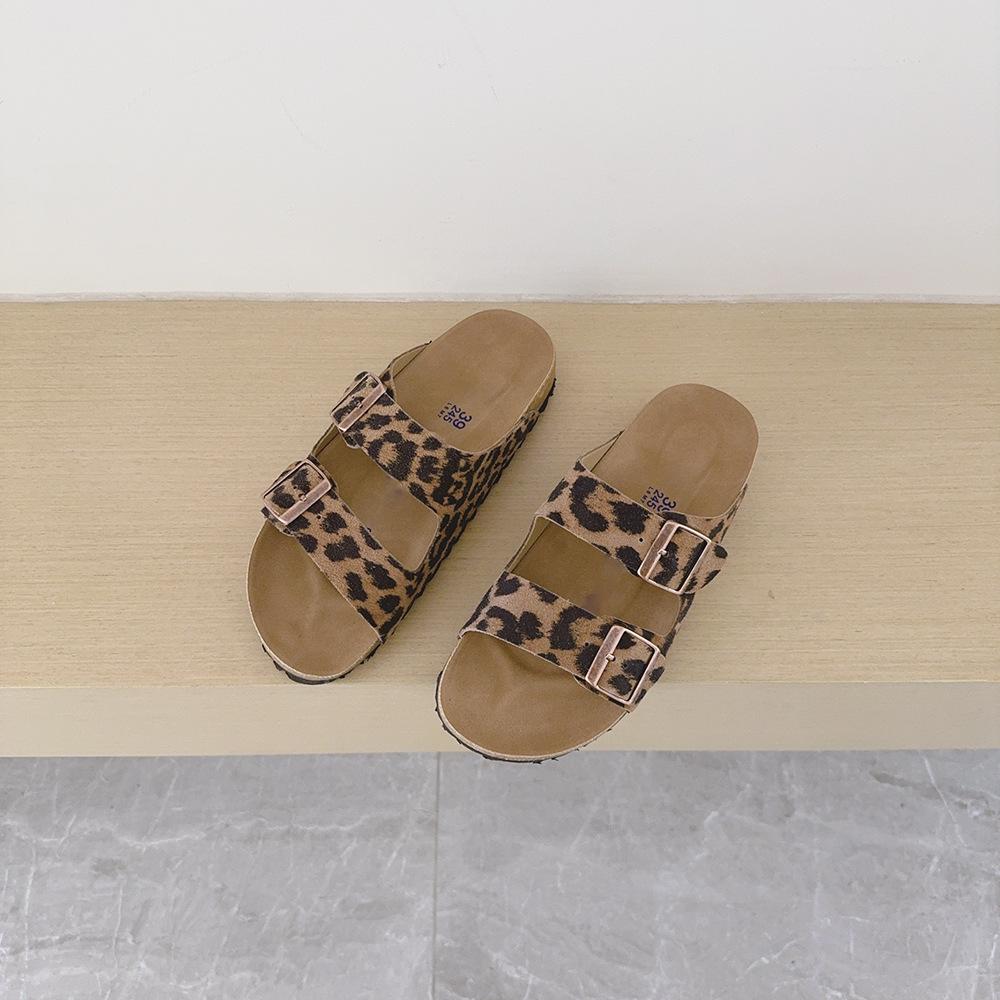 Genuine Leather Birkenstock Women's Two-Strap Slip-on Sandals with Metal Decoration - Soft Sole Beach Slippers