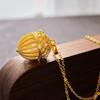 S925 Sterling Silver Antique Style Switchable Gold Ball Necklace Hollow Light Luxury Temperament Design Sense Collarbone Chain