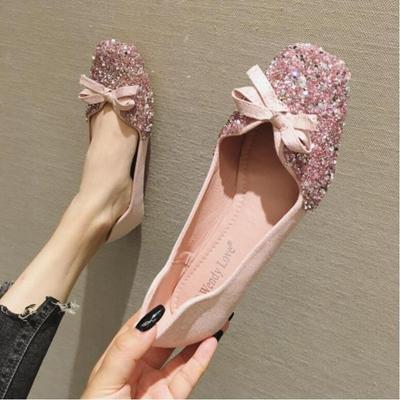 Mode Kristall Glitzer Ballerinas Frau Frühling Herbst Süße Schleife Hochzeitsschuhe Bling Pailletten Mokassins Damen Ballerinas Übergröße