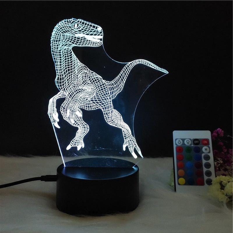 Led 3d Night Light Color Changing Touch Switch Dinosaur Shape Lamp Gift Kids