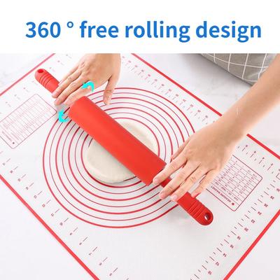 Non-Stick Silikonkavel Trähandtag Bakverk Deg Mjöl Kavel Kök Matlagning Bakverktyg För Pasta Kakdeg