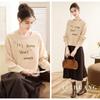 TUHUANG Women's Pure Wool Letter Embroidered Round Neck Sweater