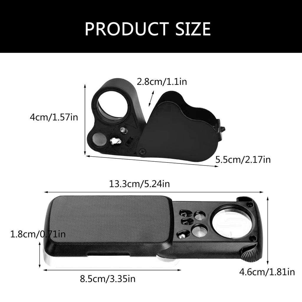 Portable Jeweler Loupe with LED Light Pocket Size Diamond Magnifier Compact Jewelry Magnifier for Jewelry Coins & Stamps