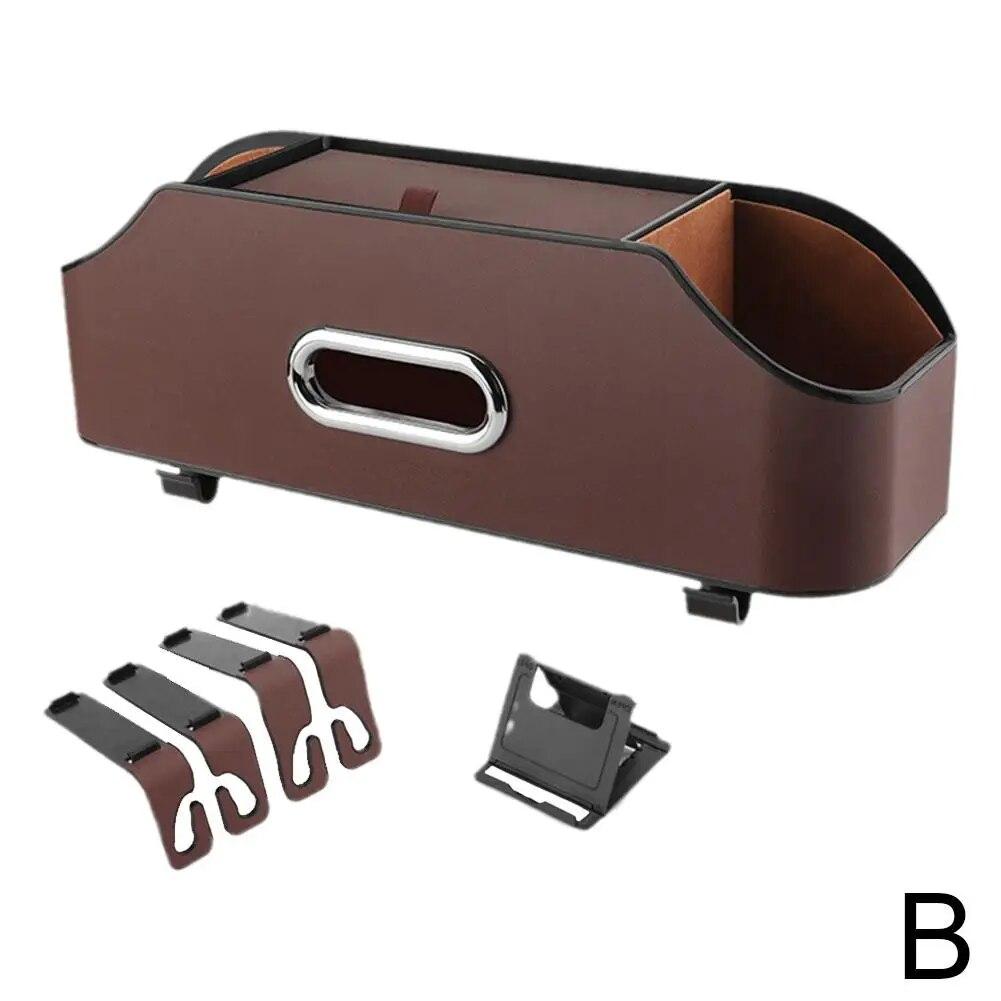 Car Multifunctional Leather Tissue Storage Box Under Seat Cute Auto Back Seat Paper Bag Place Water Cup Creative Portability