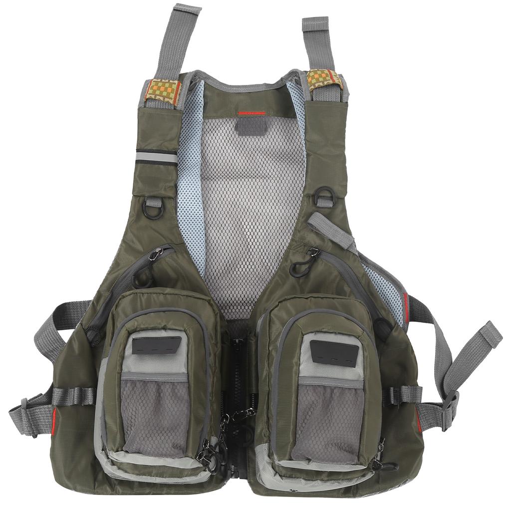Verstellbare Angelweste Outdoor Atmungsaktive Netz-Weste Jacken mit Reißverschlusstaschen