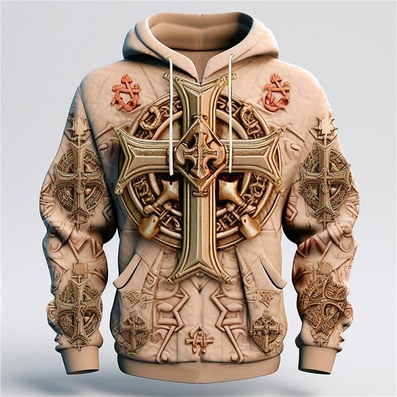 

Men s Graphic Cross Faith Hoodie Hoodies Sweatshirt Fashion Daily Basic Casual Long Sleeve Hooded 5XL