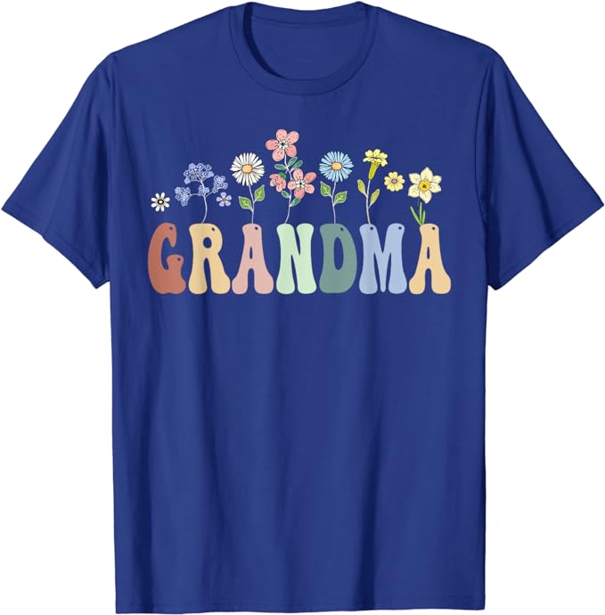Grammy Gifts Women Wildflower Floral Design Grammy T-Shirt Women's Fashion Nana Gigi Grandma Tees Yaya Mimi Mother's Day Clothes