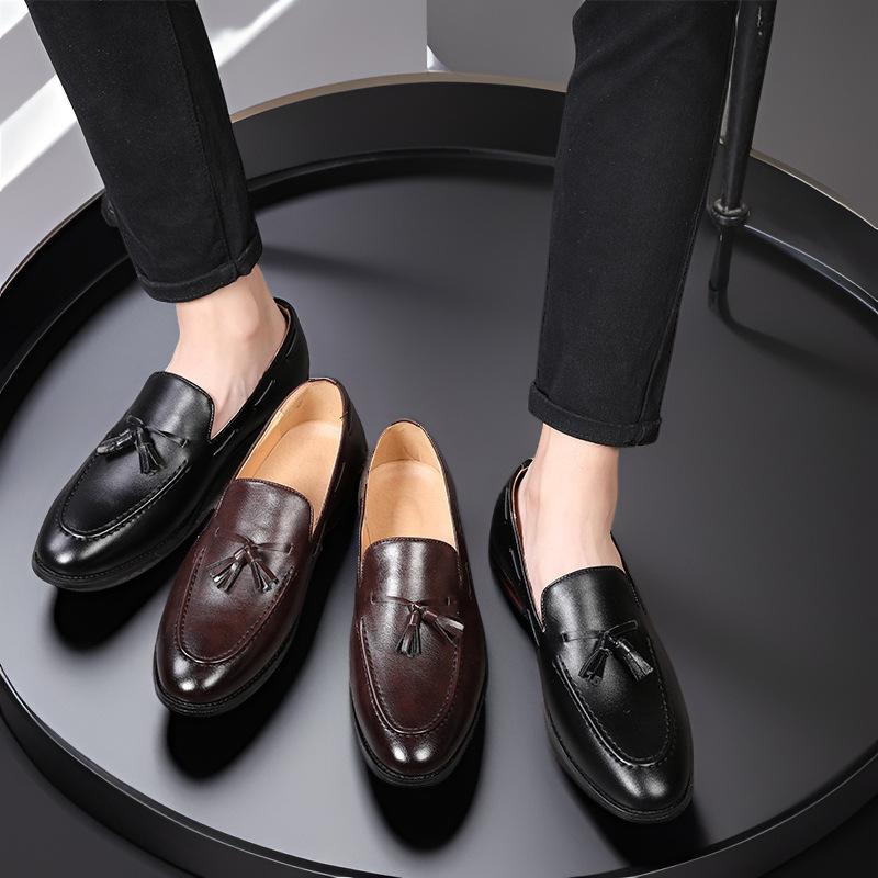 Shoes men's shoes spring British Korean version men's casual leather shoes Doudou shoes men's summer men's leather shoes one piece 2025