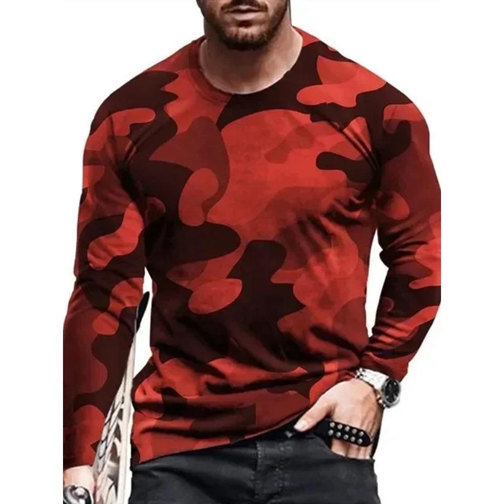 Herbst/Winter Herren Langarm Rundhals T-Shirt 3D Militärdruck Herren Langarm T-Shirt Veteranen Herren Mode T-Shirt