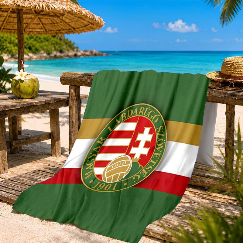 Hungarian Football Emblem Beach Towel, Quick-drying, Easy to Care for, Suitable for Both Fitness and Beach Vacations,Sports Essential