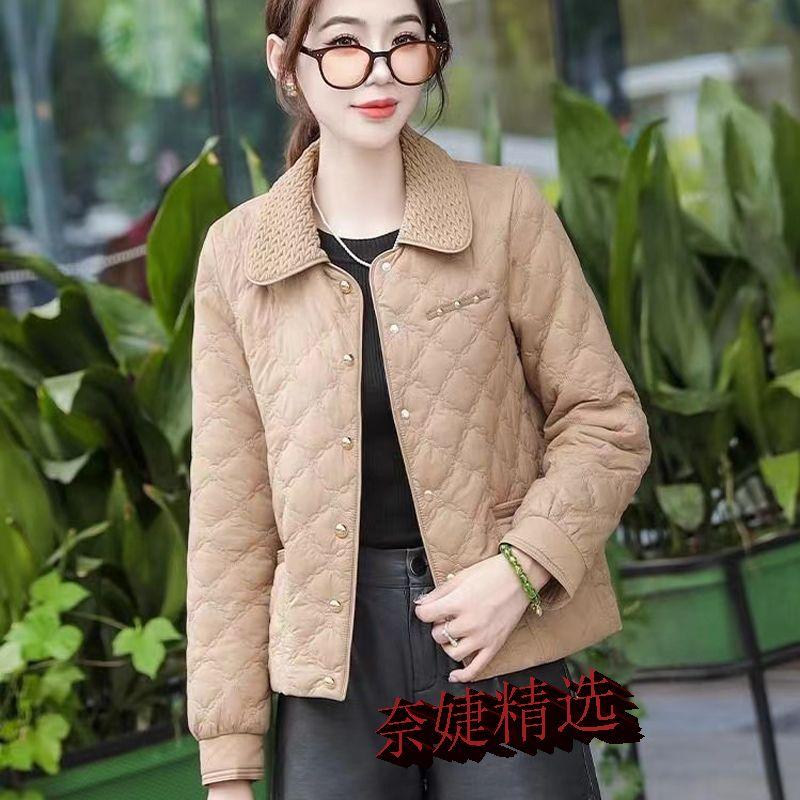 

Lapel Solid Color Button Cardigan Long Sleeve Beaded Women s Coat Cotton Autumn Winter Fashionable Casual Top XL хакі