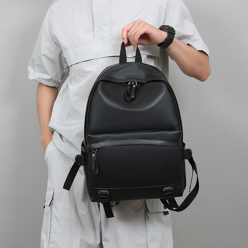 Premium PU Leather Backpack for Students - Large Capacity Trendy Laptop Bag for School & Travel