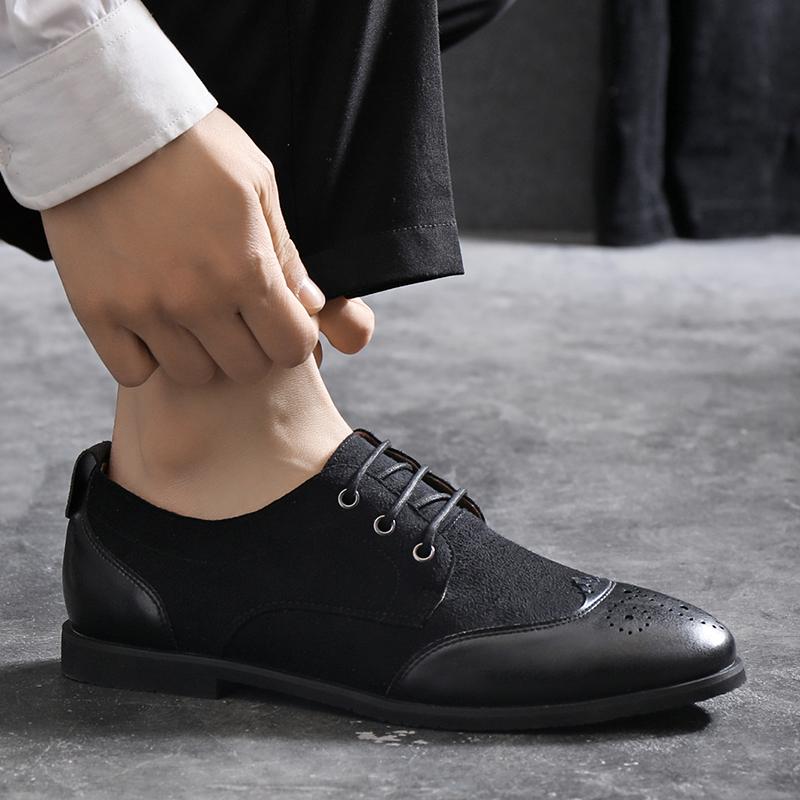 Fashion Flat Bottomed Business Men's Leather Shoes Leisure British Classic Style Office Dress and Party Luxury Adult Shoes Brogue