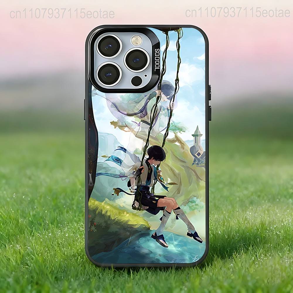 G-Genshin Impact Scaramouche Phone Case For iPhone 17,16,15,14,13,12,11,Pro,XS,Max,Plus,Mini,SE4,E Black Matte Shockproof Cover