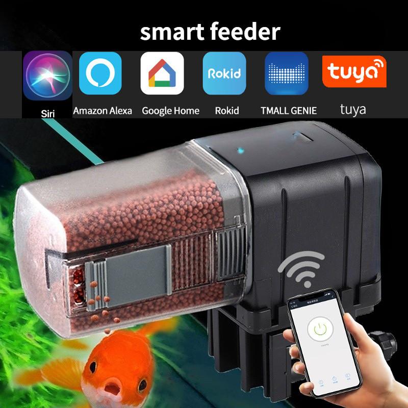 200ml/100ml/450ml/200ml Automatic Aquarium Fish Tank Feeder Wifi Smart Phone App Remote Control Fish Feeding Device Intelligent Timing Food Dispenser