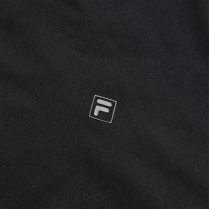 FILA Solid Color Outdoor Casual Sports Half-Zip Stand Collar Long Sleeve T-Shirt Men Tops Black A11M315701F-BK