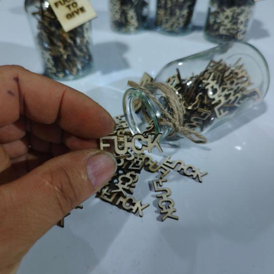 Bad Mood Gift Bottle Wooden Fucks Letter Pieces Vent Gift Jar