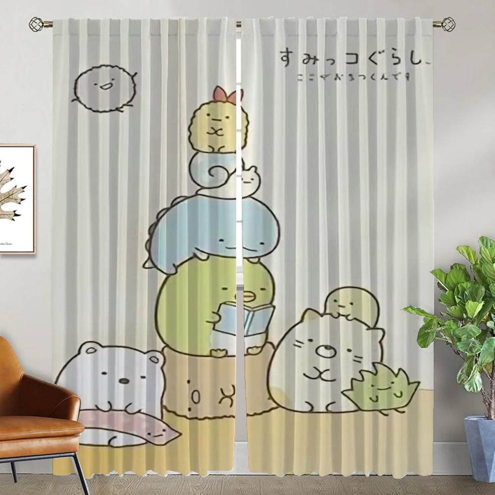 

Тюль для спальни Sumikko Gurashi Шторы для гостиной Кухонные шторы 2 штуки Украшение на Хэллоуин Перегородка Блэкаут W132xH274cmx2pcs-CL