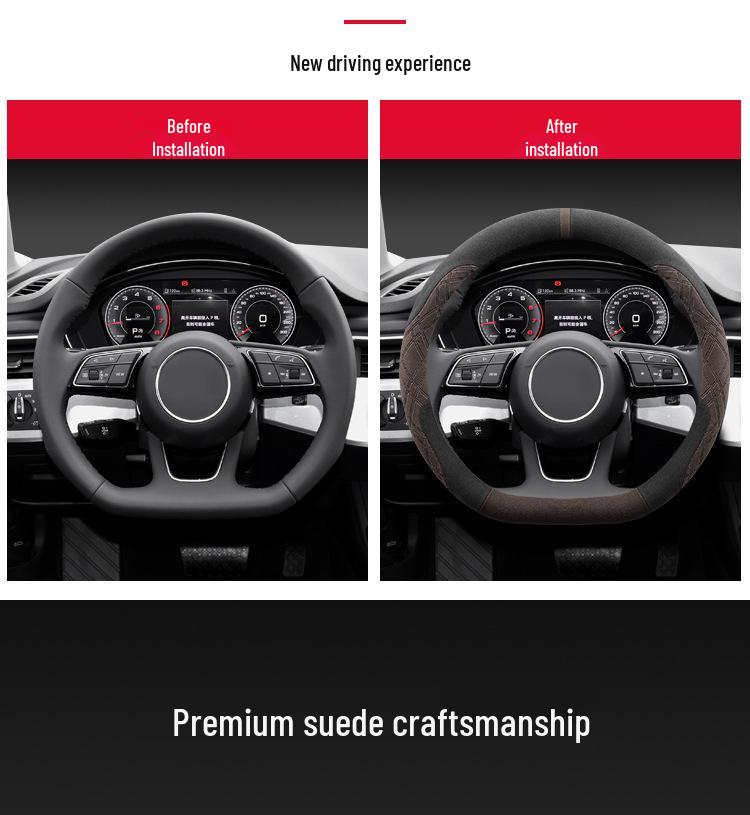 Ultra-Thin Suede Steering Wheel Cover for Geely Galaxy E8: Non-Slip, Sweat-Absorbing, Perfect for Autumn and Winter.