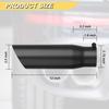 2.75" Inlet - 3.5" Outlet 12" Long Exhaust Tip Black Stainless Steel Angle-Cut