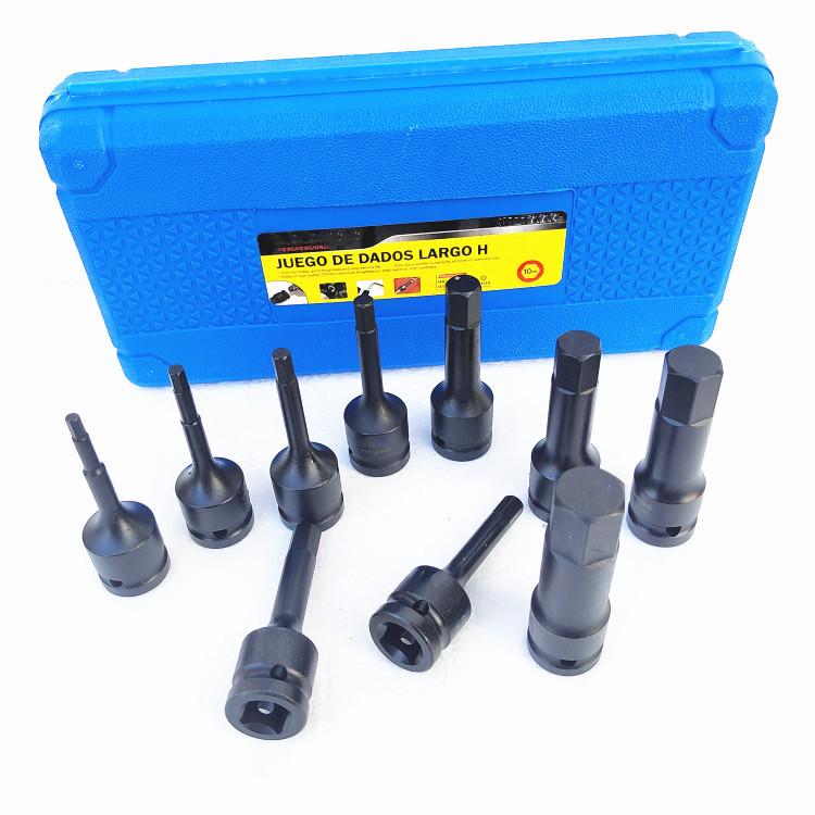 Pneumatic Multi-Spec Hex Screwdriver Set with Integrated Press-Fit Sleeve 8-piece set with red box