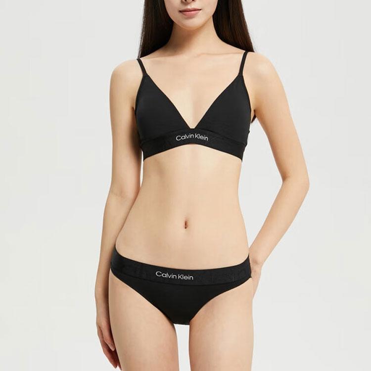 Calvin Klein Set Lenjerie Intimă cu Imprimeu Logo Litere Bandă Dublă Gravitație Femei Negru QF6990-UB1+QF6993AD-UB1