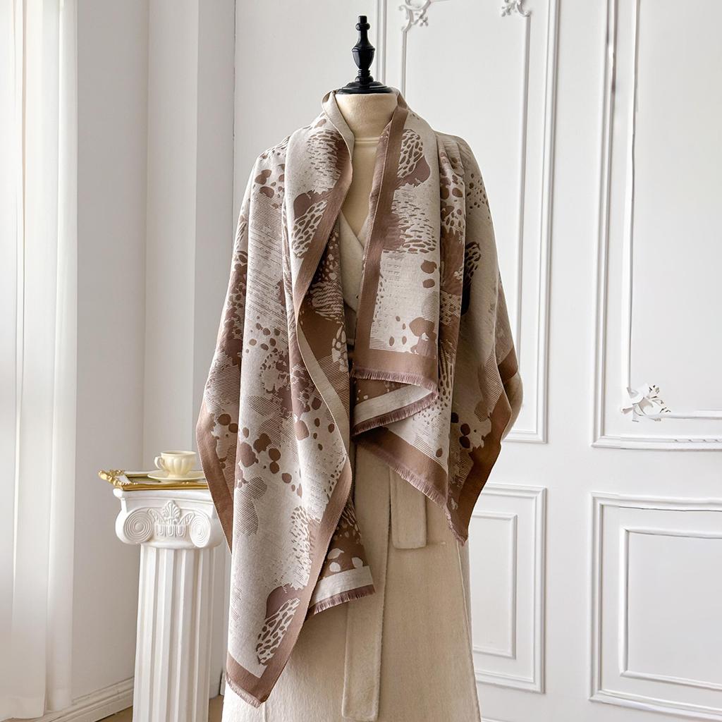 Luxury Winter Women's Imitation Cashmere Shawl Thick Warm Jacquard Scarf High Quality Two-Sided Pashmina Wrap for Ladies Brand