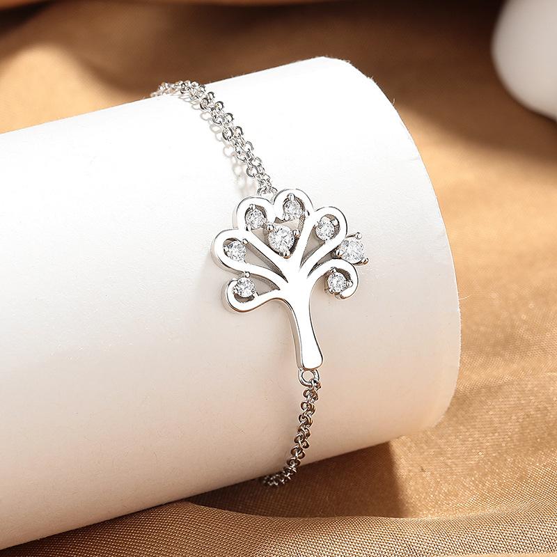 

Mirror Jewelry Exquisite High-End Tree Of Life Bracelet, Female Niche Light Luxury Zircon Big Tree Jewelry платиновий