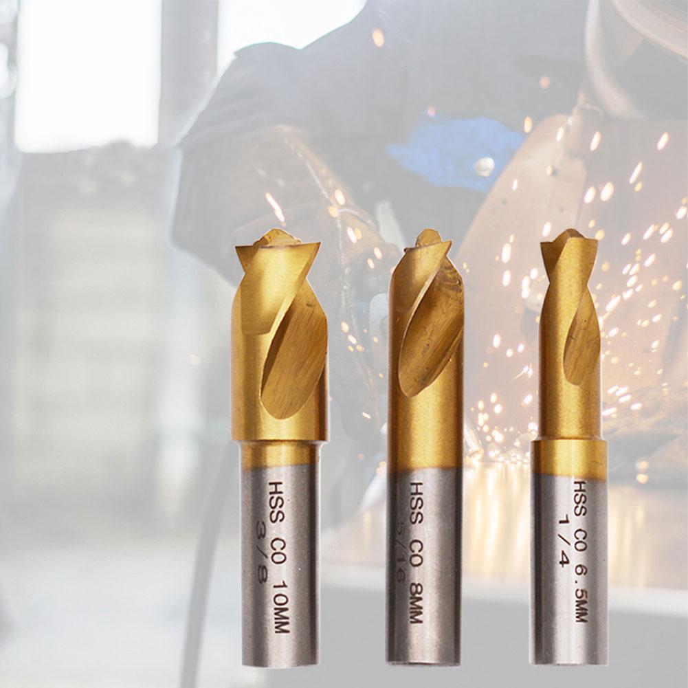 3Pcs 6.5/8/10mm HSS CO Spot Weld Drill Bit Set Titanium Plating Sawtooth Point Countersink Bit Welding Cutting Accessory