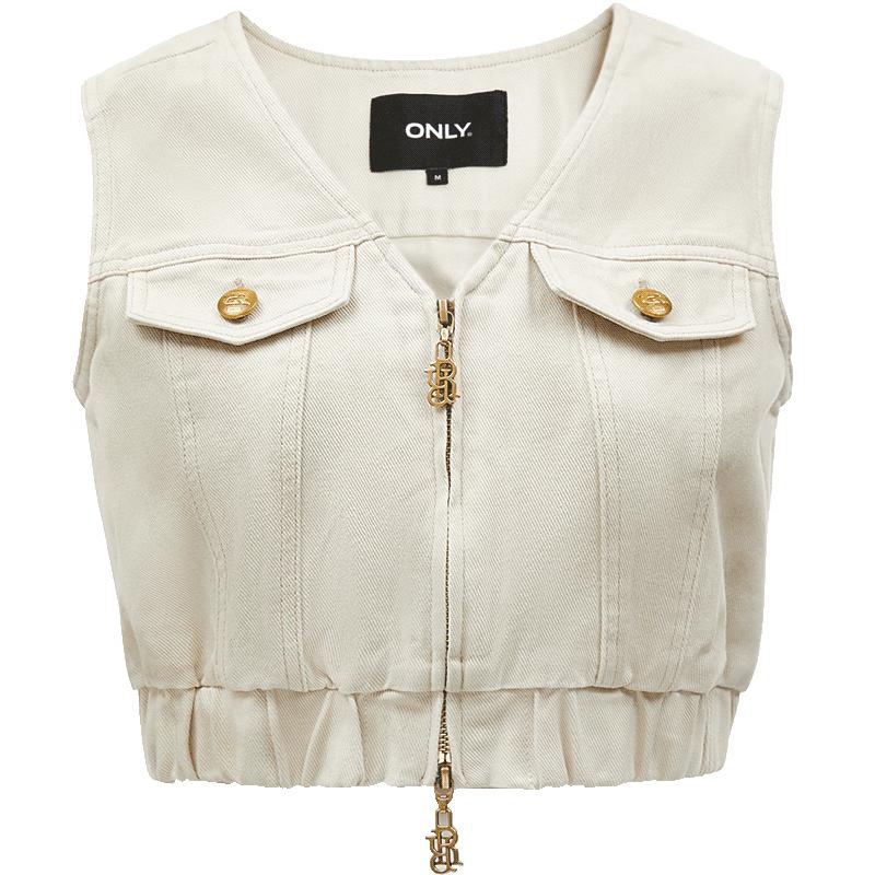 

ONLY Women s V-Neck Sleeveless Short Denim Vest S