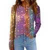 Women's Fashionable Loose Long Sleeved Carnival Printed Casual Top