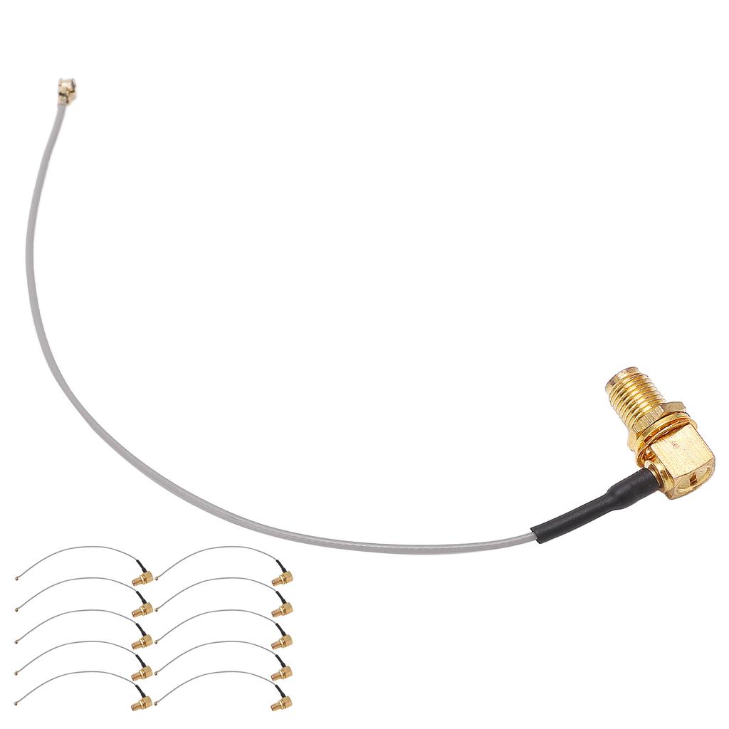 10Pcs RF Coaxial Cable Right Angle SMA Female Head to IPX Coax Line Connector Set Kit