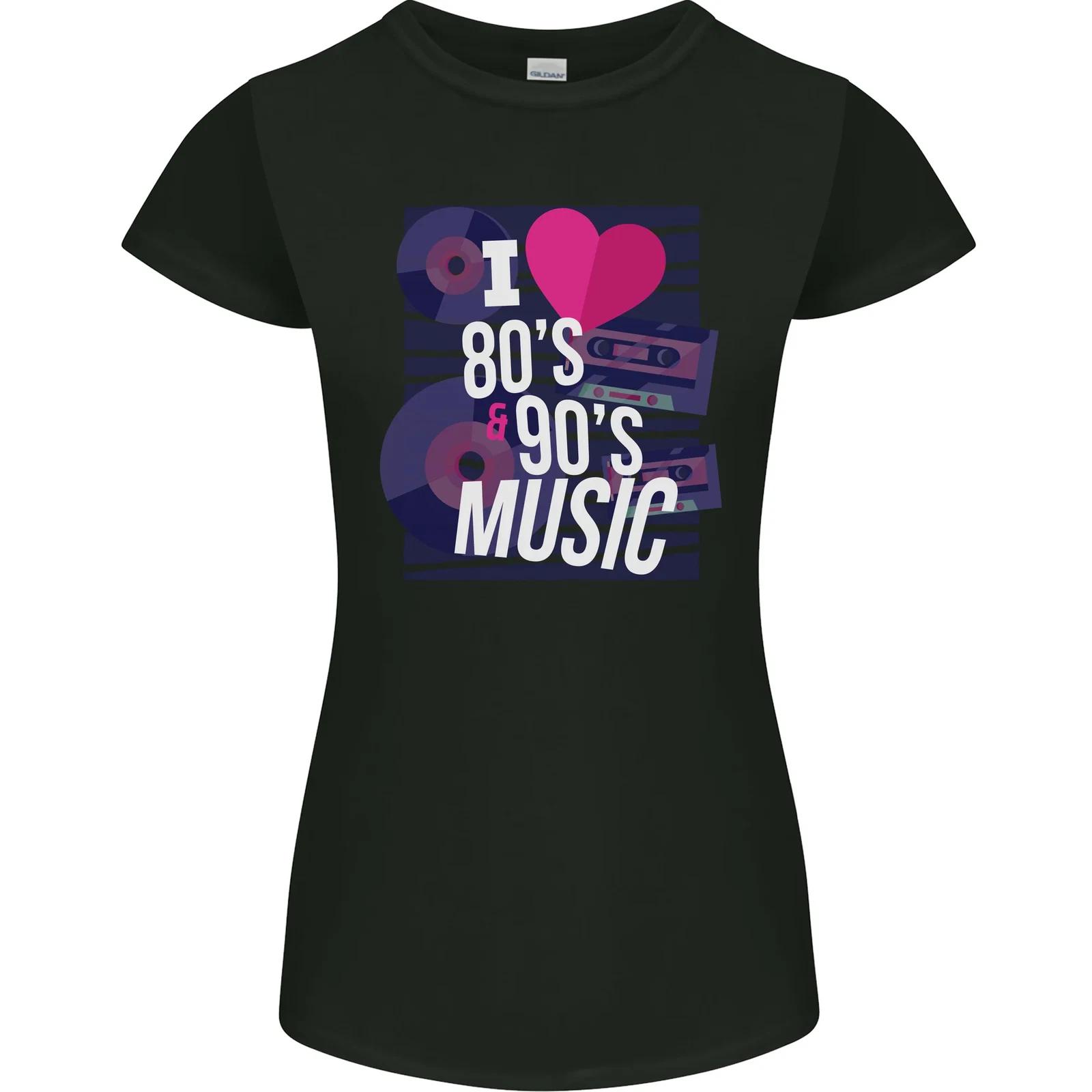 

I Love 80s 90s Music Pop Rock Acid House Womens Petite Cut T-Shirt 3XL