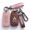 Leather Car Remote Key Case Cover Shell for Lancer Outlander ASX Eclipse Cross Pajero Shogun Keychain Accessories